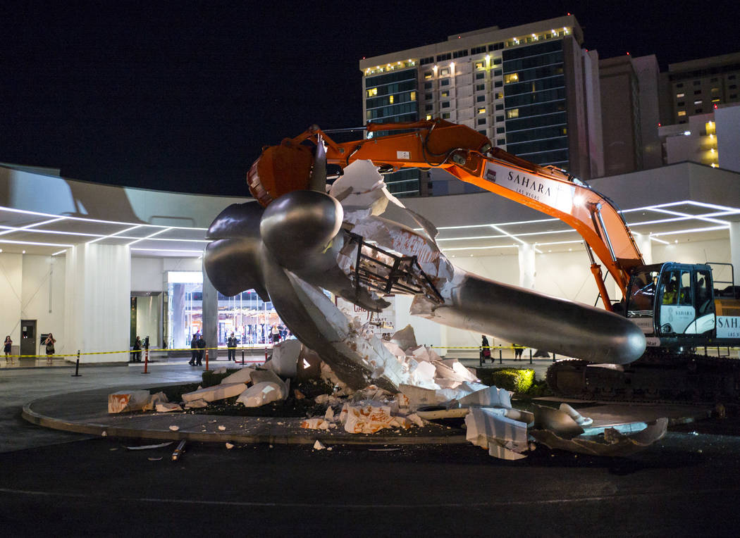 The "Sam by Starck" statue at the SLS Las Vegas is demolished ahead of the resort's t ...