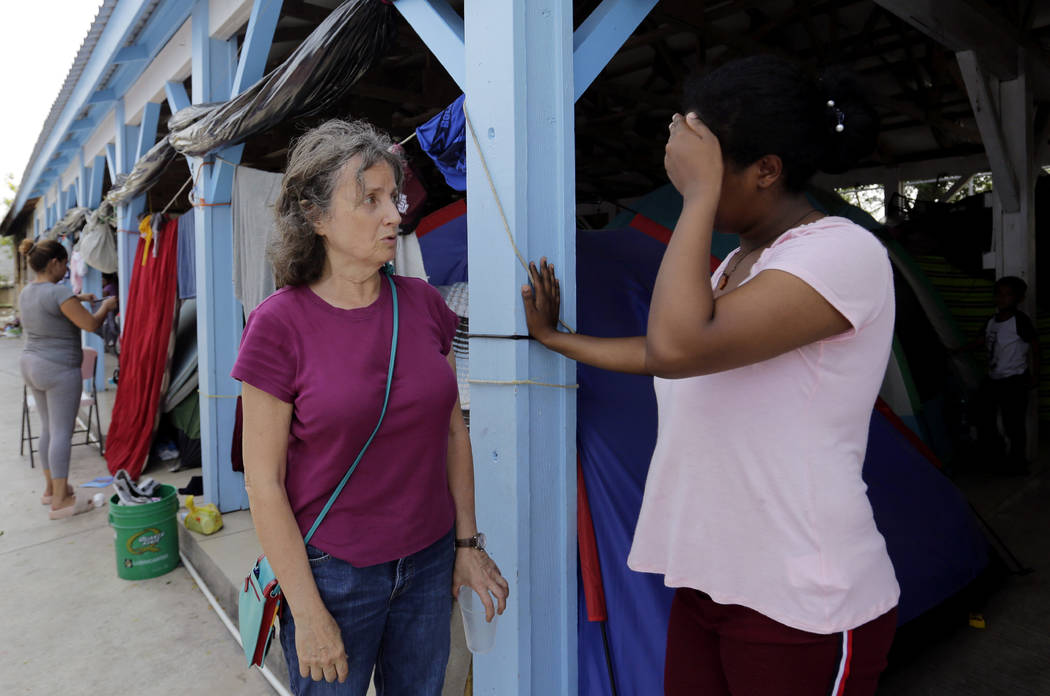 FILE - In this May 1, 2019, file photo, Jennifer Harbury, left, a human rights lawyer, speaks t ...