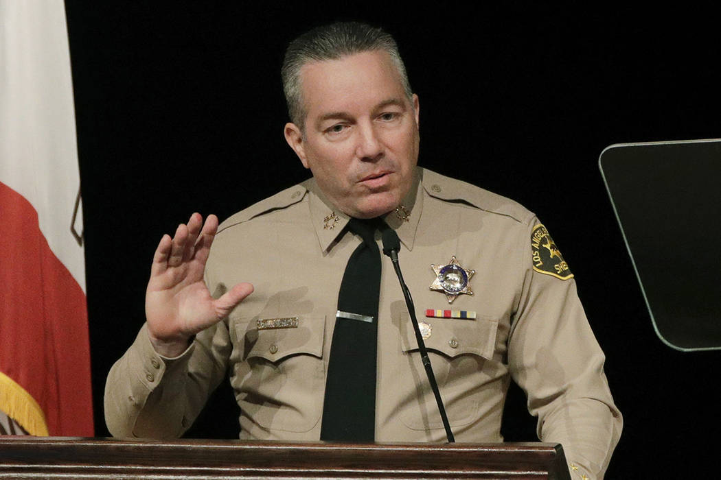 FILE - In this Dec. 3, 2018 file photo newly elected Los Angeles County Sheriff Alex Villanueva ...