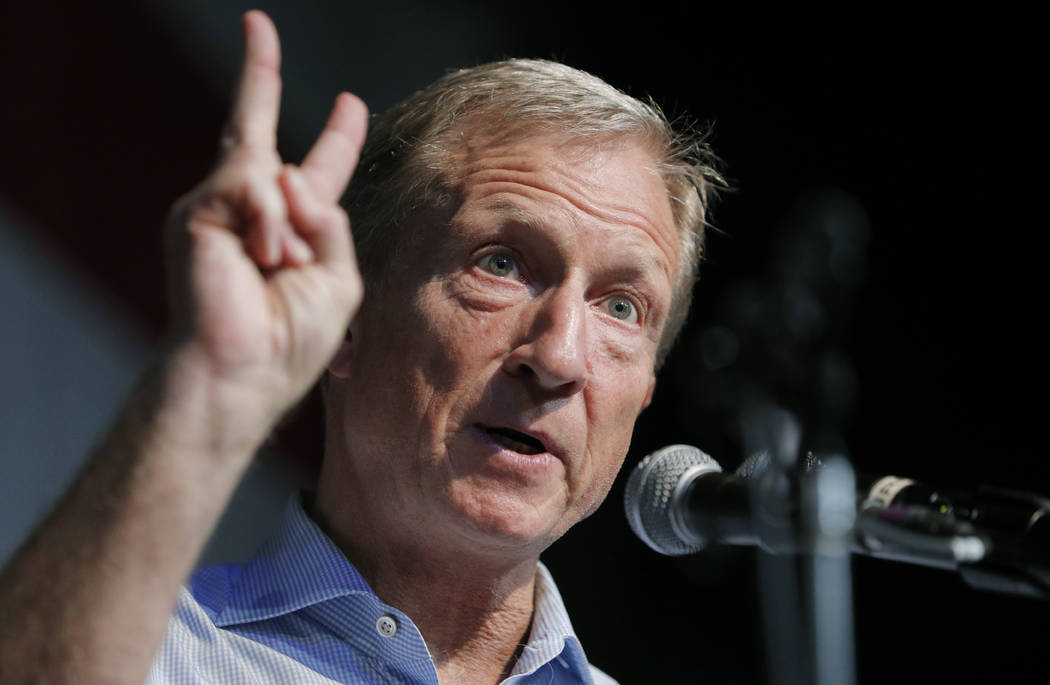 FILE - In this Aug. 9, 2019 photo, Democratic presidential candidate and businessman Tom Steyer ...