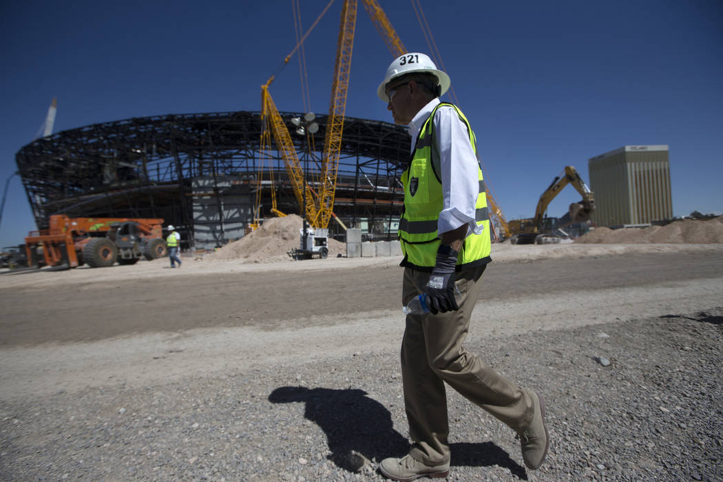 Don Webb, chief operating officer of the LV Stadium Co., gives a tour of the Raiders Allegiant ...