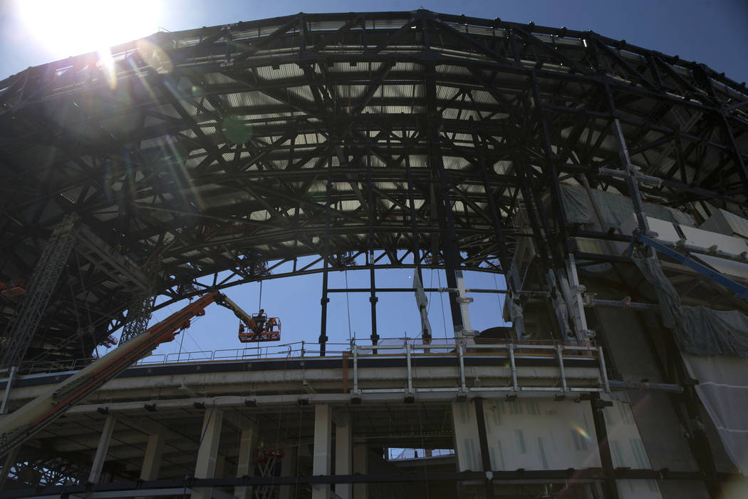 The Raiders Allegiant Stadium construction site in Las Vegas, Wednesday, Aug. 28, 2019. (Erik V ...