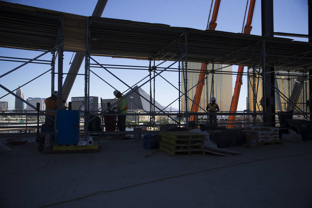 The Raiders Allegiant Stadium construction site in Las Vegas, Wednesday, Aug. 28, 2019. (Erik V ...