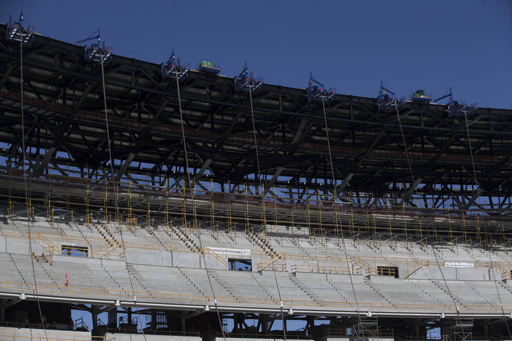 The Raiders Allegiant Stadium construction site in Las Vegas, Wednesday, Aug. 28, 2019. (Erik V ...