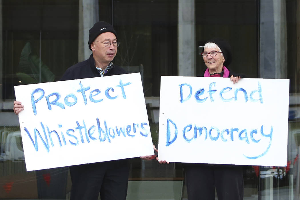 Protesters demonstrate in support of whistleblowers outside the Austral Capital Territory Magis ...