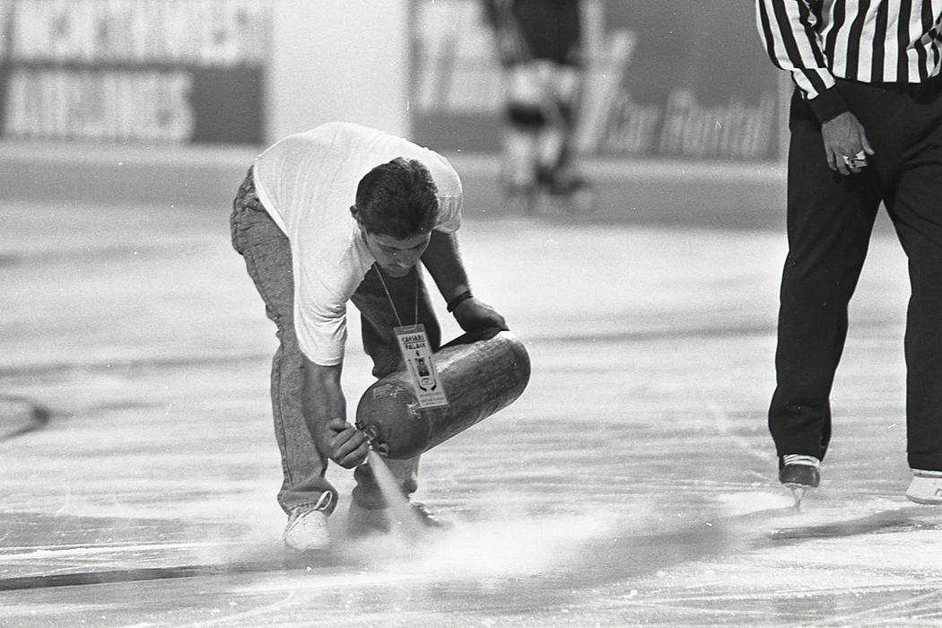 Scenes from an outdoor NHL exhibition game between the New York Rangers and the Los Angeles Kin ...