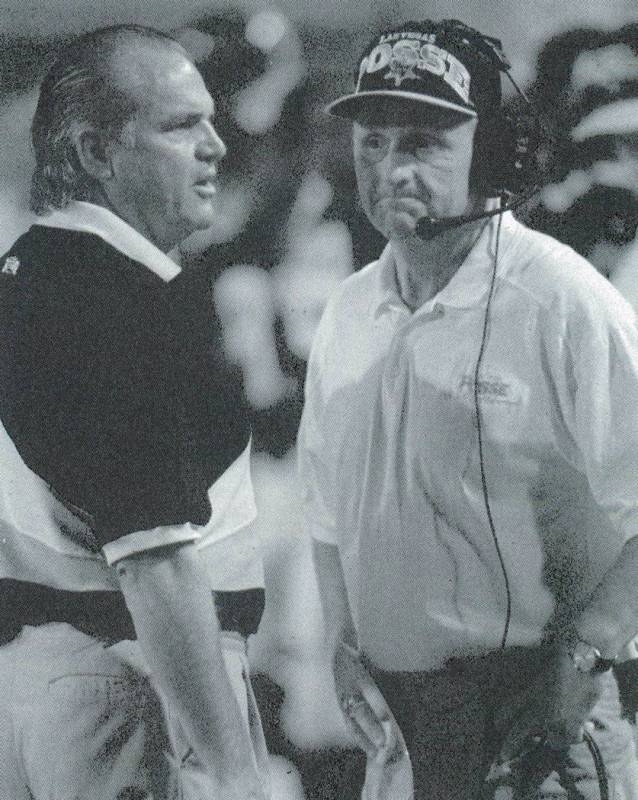 Las Vegas Posse head coach Ron Meyer, left, and coach Ron Smeltzer at a Posse home game Sept. 8 ...