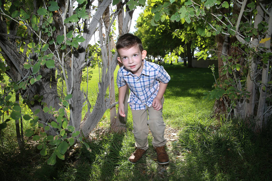 Logan Bayley, 4, at Floyd Lamb Park in Las Vegas, Saturday, Aug. 24, 2019. Logan was born with ...