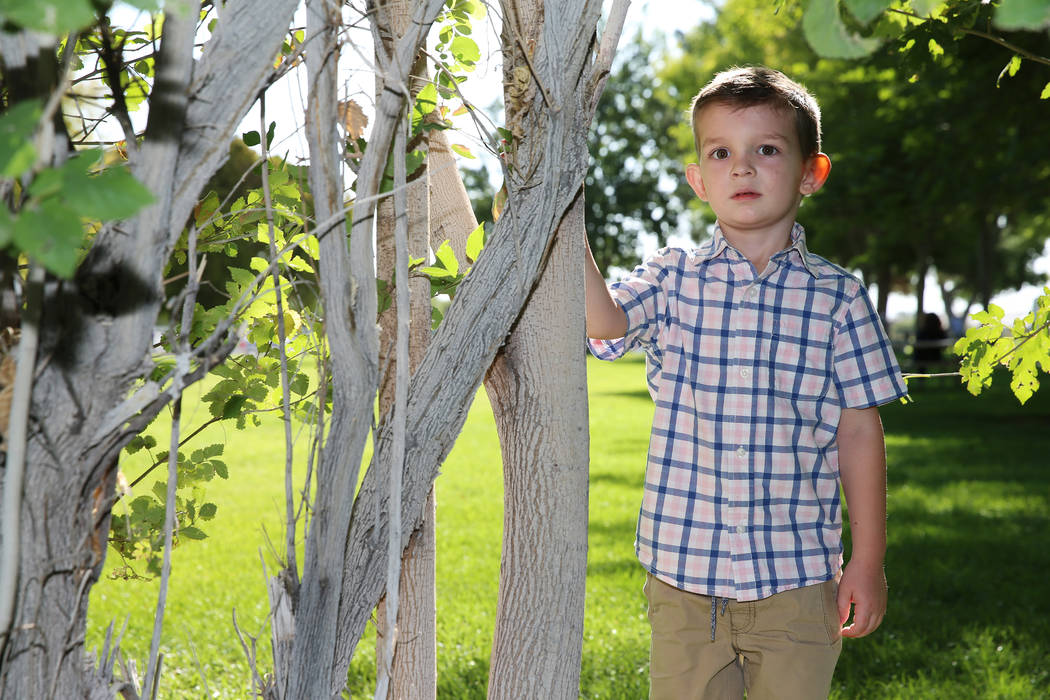 Logan Bayley, 4, at Floyd Lamb Park in Las Vegas, Saturday, Aug. 24, 2019. Logan was born with ...