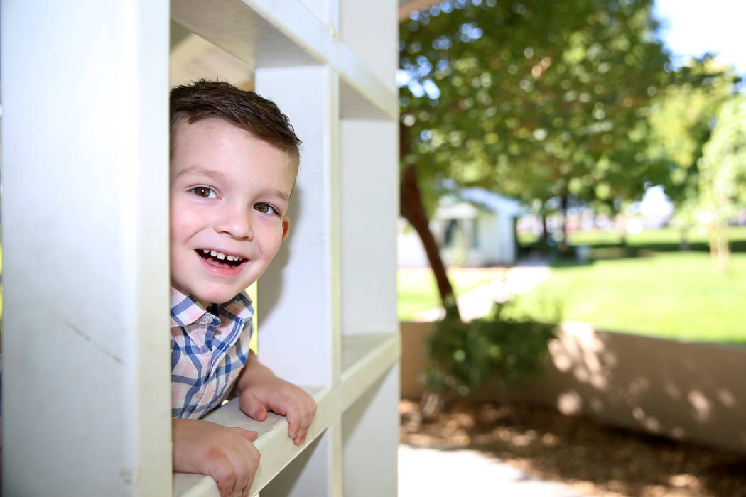 Logan Bayley, 4, at Floyd Lamb Park in Las Vegas, Saturday, Aug. 24, 2019. Logan was born with ...