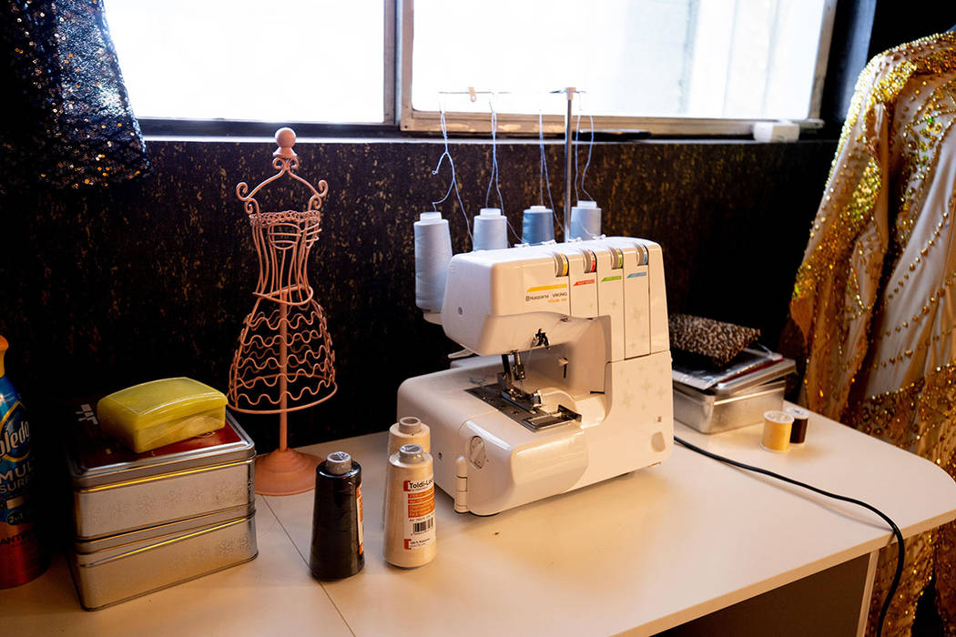 A small sewing machine sits on a table in the "drag room" of Mark Hooker's remodeled home. (Ton ...