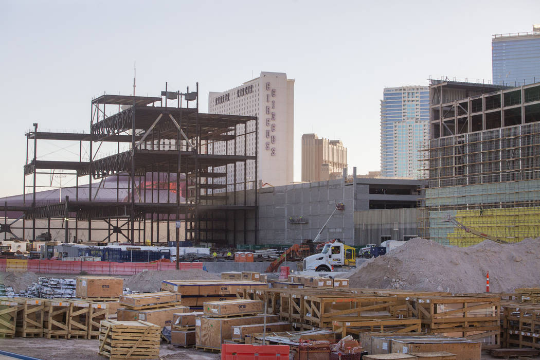 Construction continues on Resorts World Las Vegas on Thursday, Aug. 29, 2019 in Las Vegas. (Eli ...