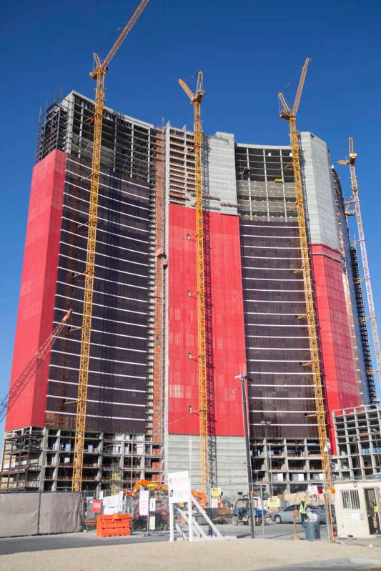 Construction continues on Resorts World Las Vegas on Thursday, Aug. 29, 2019 in Las Vegas. (Eli ...