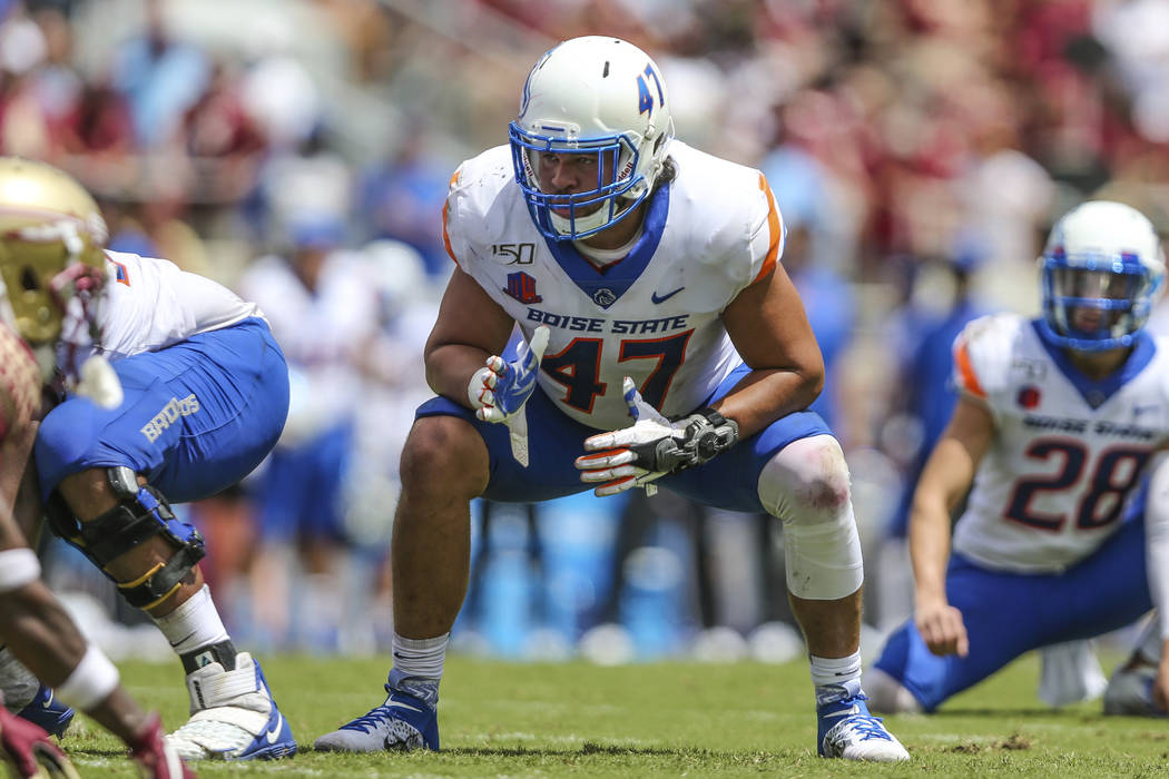 Boise State tight end Matt Pistone (47) during an NCAA football game against Florida State on S ...