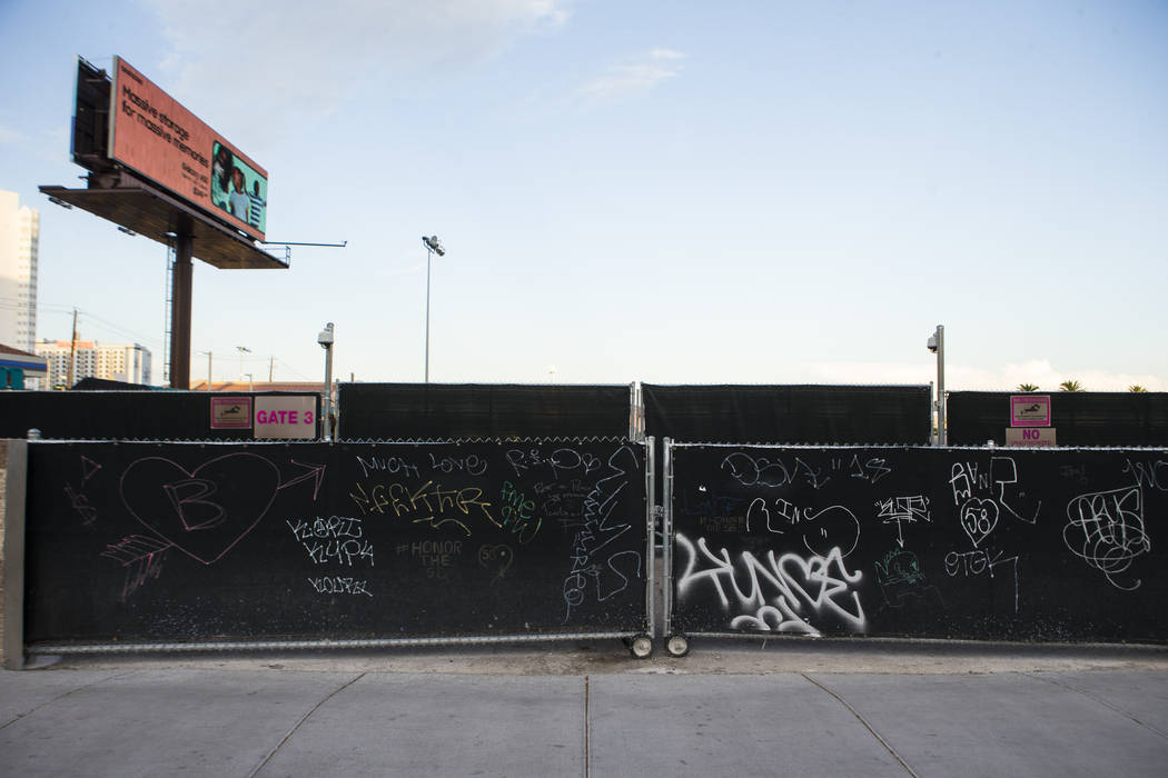 A view of the former Route 91 Harvest music festival site along Las Vegas Boulevard, just south ...