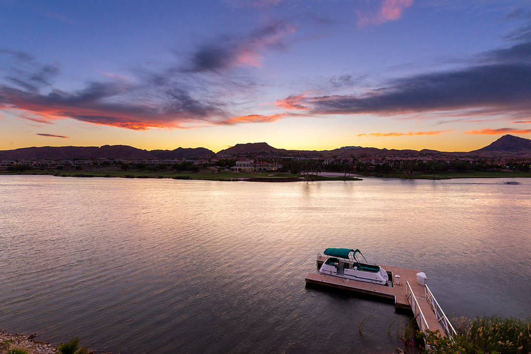 The home has a boat dock on Lake Las Vegas. (Ivan Sher Group)