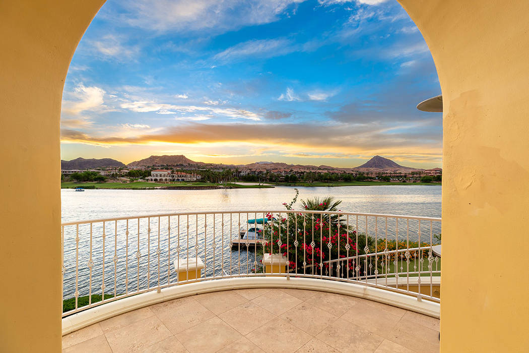 One of the home's balconies has a view of Lake Las Vegas. (Ivan Sher Group)