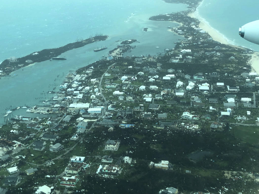 This aerial photo provided by Medic Corps, shows the destruction brought by Hurricane Dorian on ...