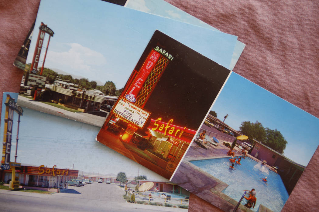 Postcards of the Safari Motel from the 1950s. (Rachel Aston/Las Vegas Review-Journal) @rookie__rae
