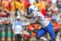 Boise State running back Robert Mahone (34) takes a hand-off for what will be the game-winning ...