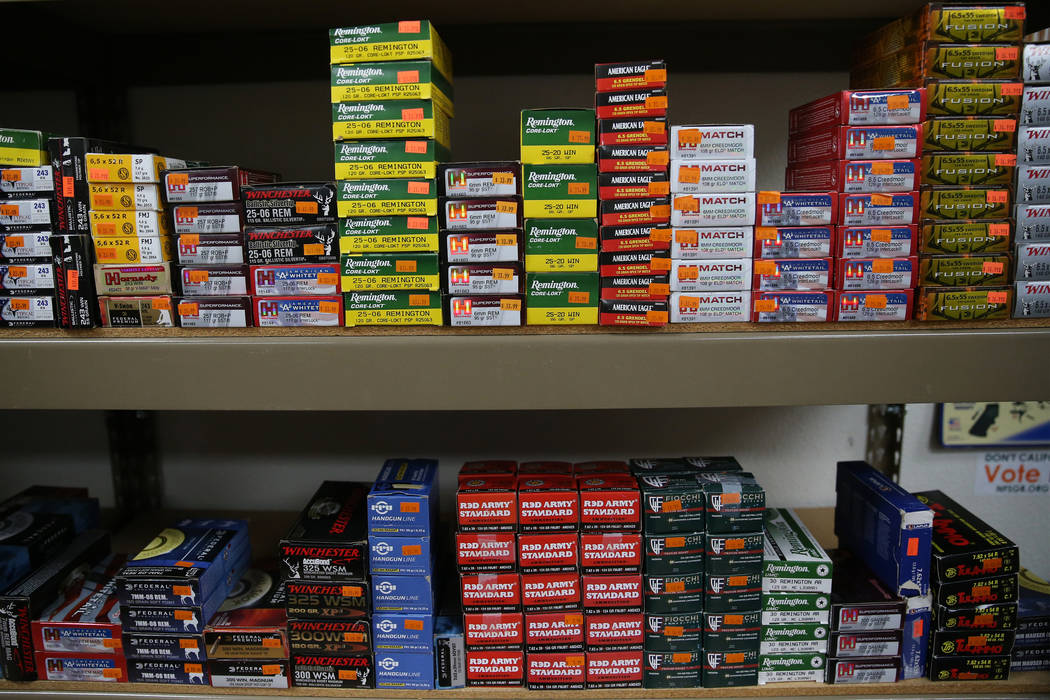 Ammunition at 2nd Amendment Gun Shop in Las Vegas, Wednesday, Sept. 4, 2019. (Erik Verduzco / L ...