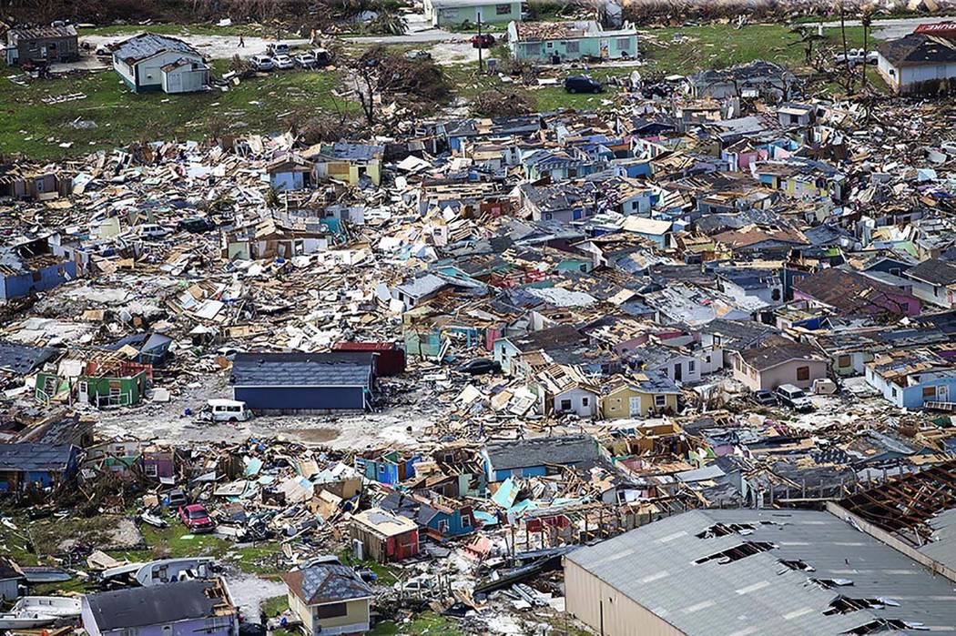 This photo shows destruction from Hurricane Dorian at Marsh Harbour in Great Abaco Island, the ...