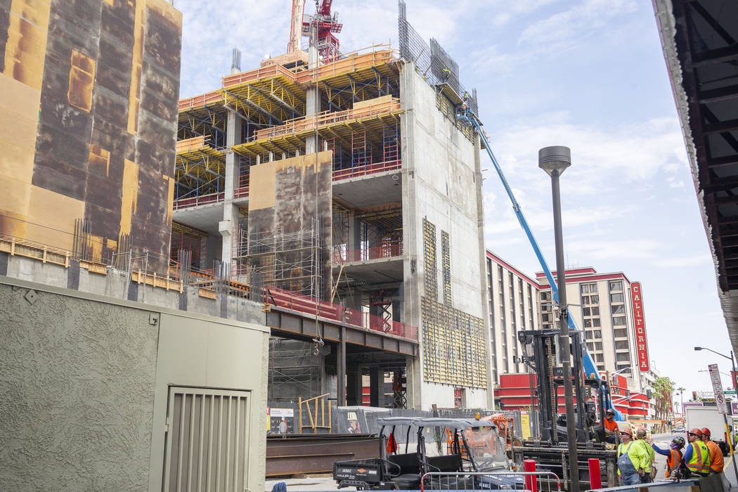 Circa hotel casino construction continues on the western edge of the Fremont Street Experience ...