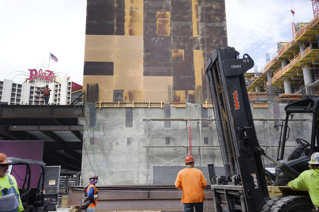 Circa hotel casino construction continues on the western edge of the Fremont Street Experience ...