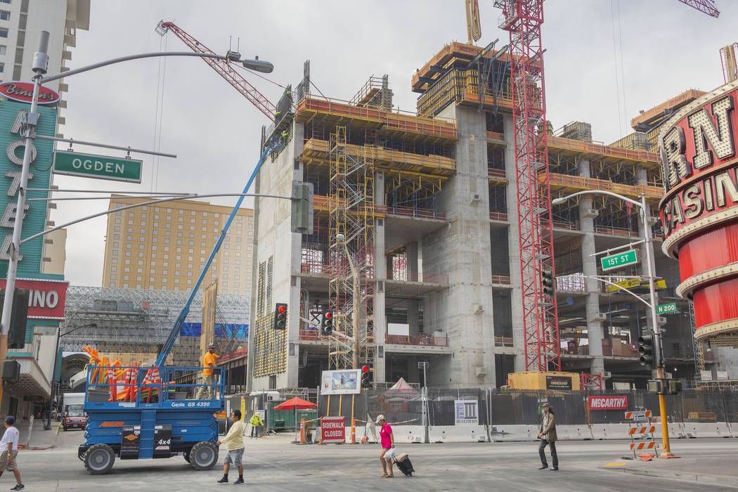 Circa hotel casino construction continues on the western edge of the Fremont Street Experience ...