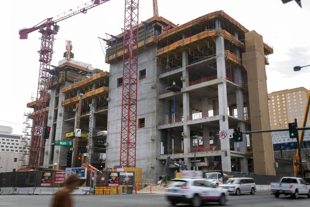 Circa hotel casino construction continues on the western edge of the Fremont Street Experience ...