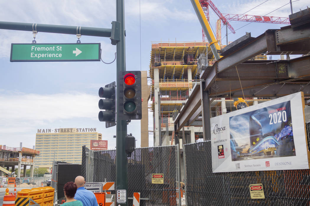 Circa hotel casino construction continues on the western edge of the Fremont Street Experience ...