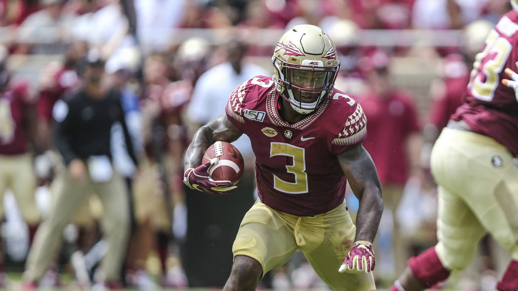 Florida State running back Cam Akers (3) during an NCAA football game on Saturday, Aug. 31, 201 ...