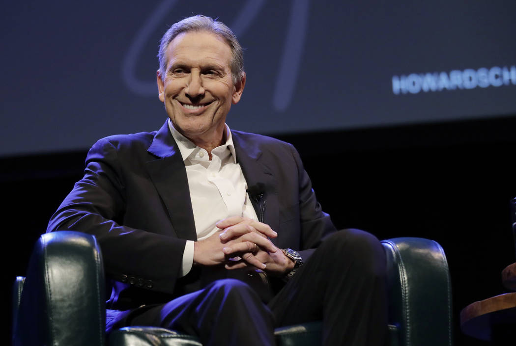 File - In this Jan. 31, 2019, file photo, former Starbucks CEO Howard Schultz speaks at an even ...