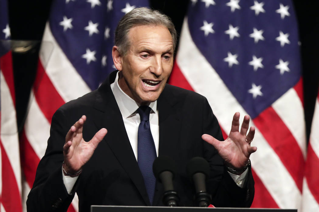 In a Feb. 7, 2019, file photo, former Starbucks CEO Howard Schultz speaks at Purdue University ...