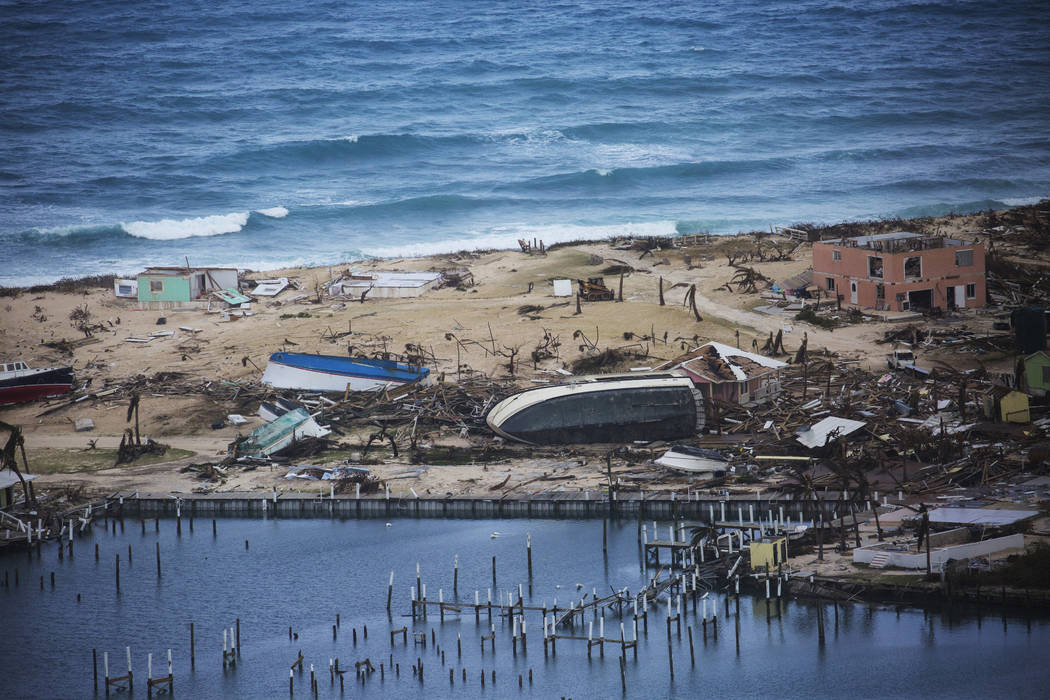 In this Wednesday, Sept. 4, 2019 photo, extensive damage from Hurricane Dorian can be seen in t ...