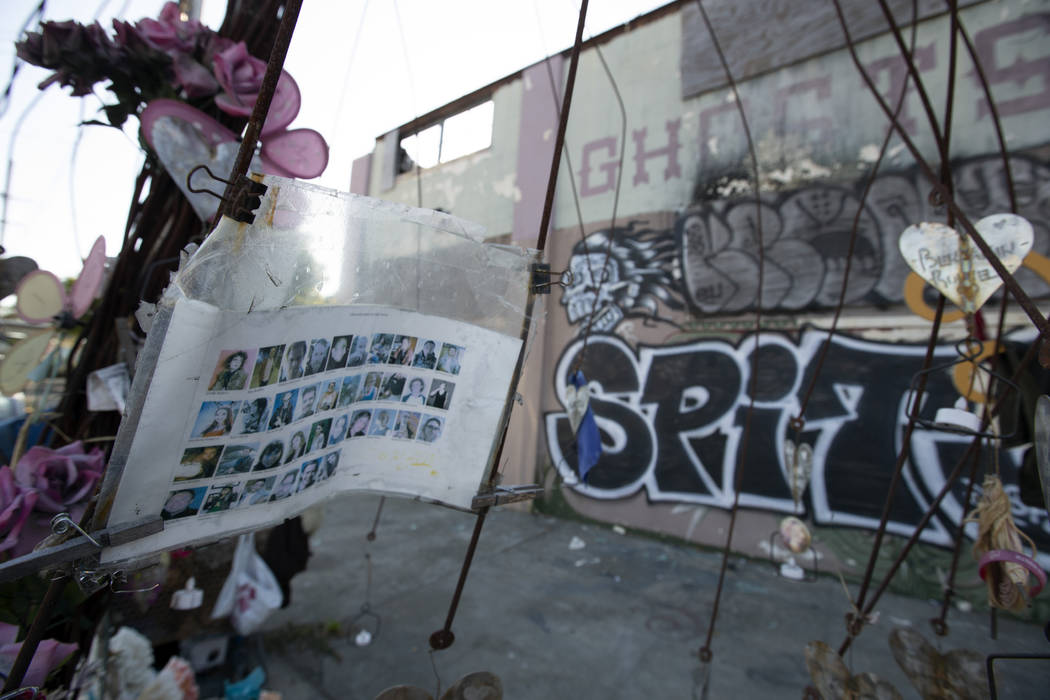 Makeshift memorials erected to the victims of the Ghost Ship warehouse fire, photographed Thurs ...