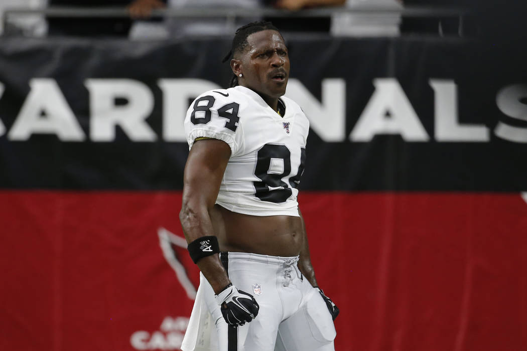 Oakland Raiders wide receiver Antonio Brown (84) during an an NFL preseason football game again ...