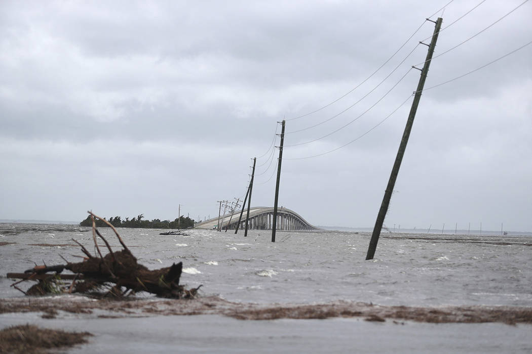 Storm surge from Hurricane Dorian blocks Cedar Island off from the mainland on NC 12 in Atlanti ...