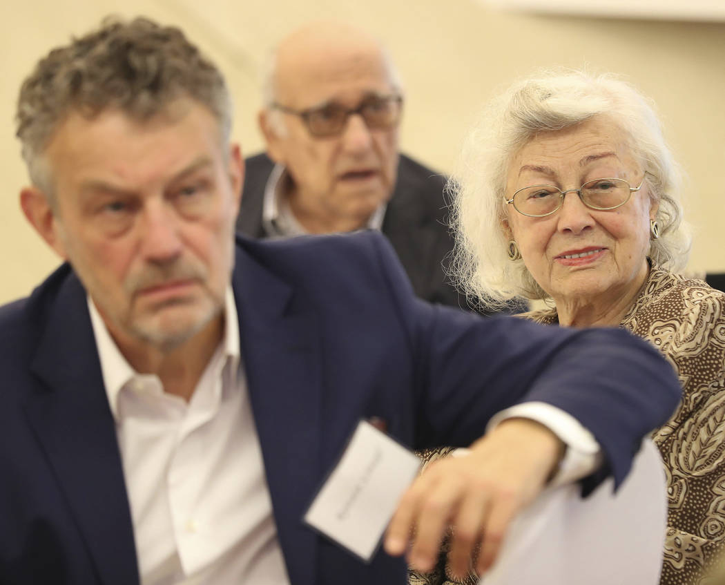 Alicja Schnepf, right, a Polish woman who helped to rescue Jews during the Holocaust, sits with ...