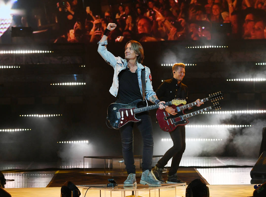 Keith Urban is shown during his "Graffiti U" tour stop at the Colosseum at Caesars Palace on Fr ...
