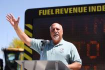 Las Vegas Councilman Stavros Anthony speaks during the Lone Mountain Road Improvement Project s ...