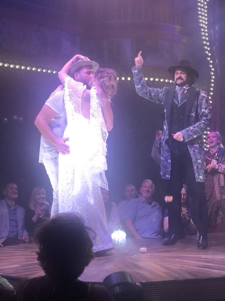 Reverend Peabody of "Atomic Saloon Show" at The Venetian's Grand Canal Shoppes performs a weddi ...