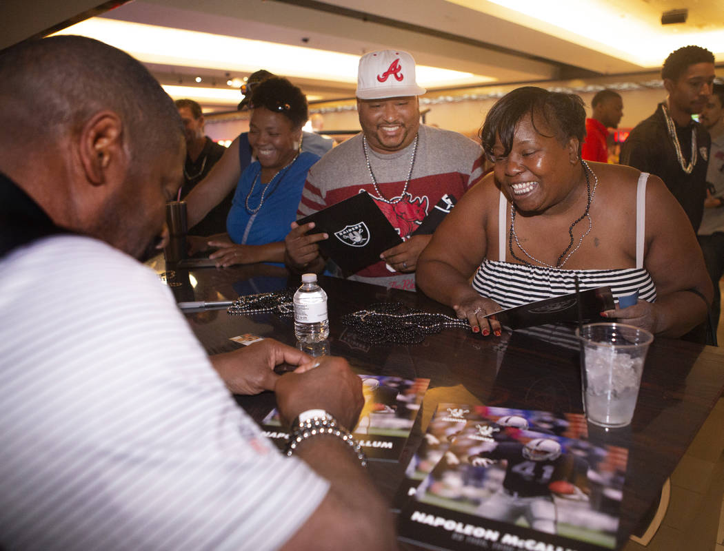 Priscilla Wilson, right, from California, smiles with her husband Jarron Wilson, left, also fro ...