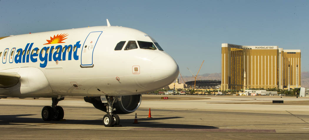 Allegiant unveils a new Golden Knights-themed plane at McCarran with the new Allegiant Stadium ...