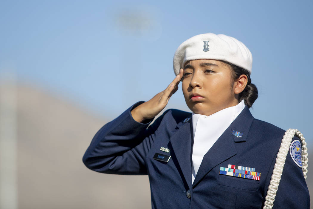 Cadet Staff Sgt. Nicole Macario, 15, during Palo Verde High School's Air Force JROTC's annual r ...