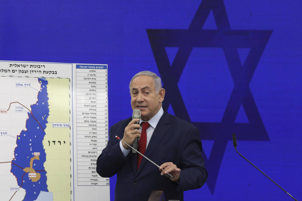 Israeli Prime Minister Benjamin Netanyahu speaks during a press conference in Tel Aviv, Israel, ...