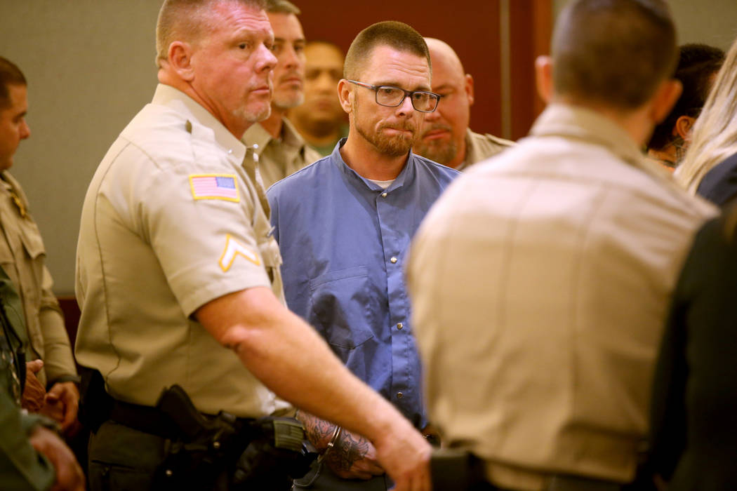 Erik "E" Rasmussen appears in court at the Regional Justice Center in Las Vegas Wedne ...