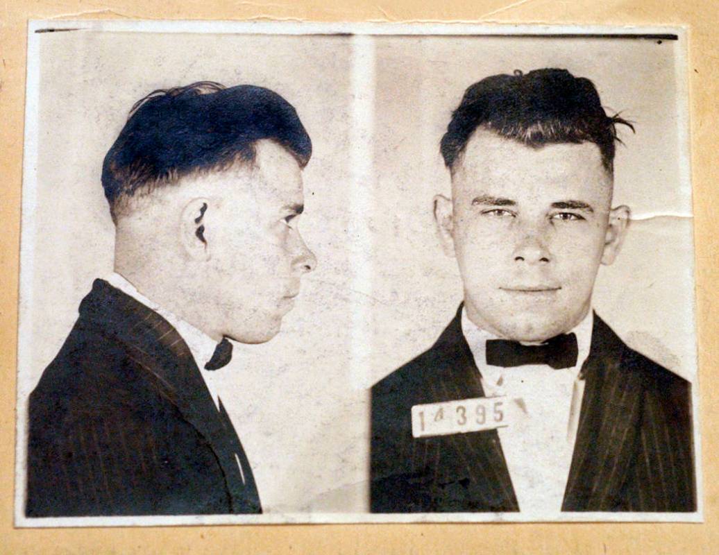 FILE - This file photo shows Indiana Reformatory booking shots of John Dillinger, stored in the ...