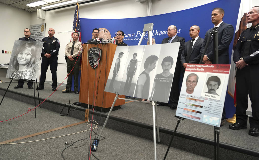 Torrance Police Chief Eve R. Irvine speaks at a press conference in Torrance, Calif., Wednesday ...