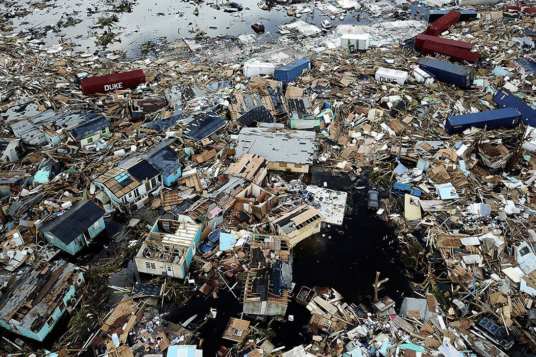 Extensive damage and destruction in the aftermath of Hurricane Dorian is seen in an area called ...